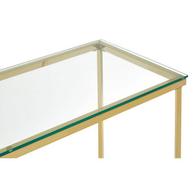 Cross Design Console Table with Clear Tempered Glass Top | Allure