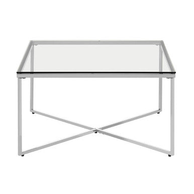 Allure Silver Finish Square Coffee Table with Glass Top