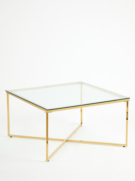 Allure Gold Finish Square Coffee Table