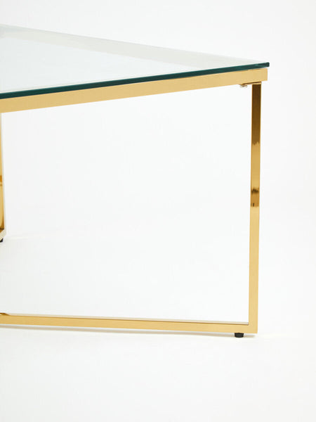 Allure Gold Finish Square Coffee Table