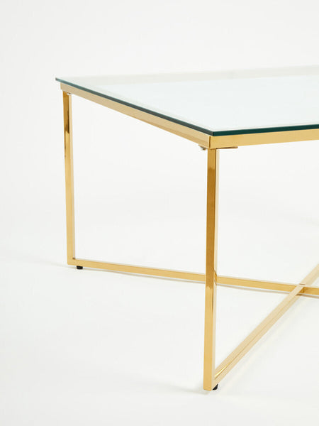 Allure Gold Finish Square Coffee Table