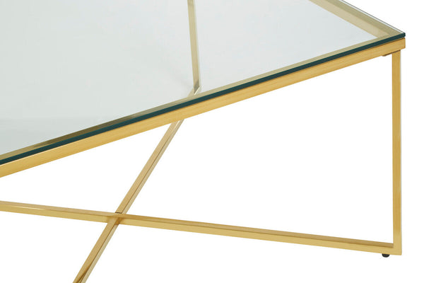 Allure Gold Finish Square Coffee Table