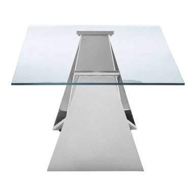 Allure Silver Finish Rectangular Coffee Table with Wing Base