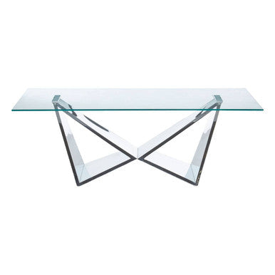 Allure Silver Finish Rectangular Coffee Table with Wing Base