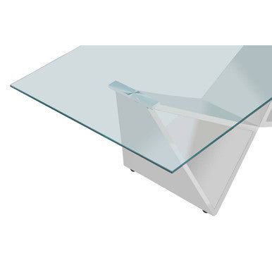 Allure Silver Finish Rectangular Coffee Table with Wing Base