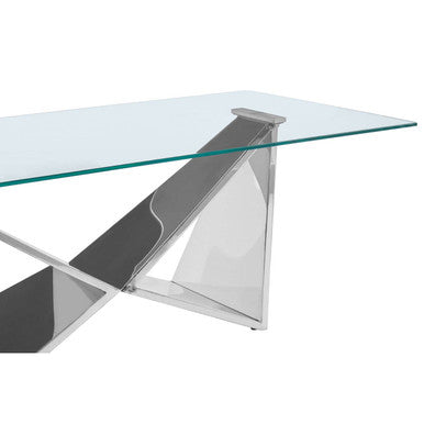 Allure Silver Finish Rectangular Coffee Table with Wing Base