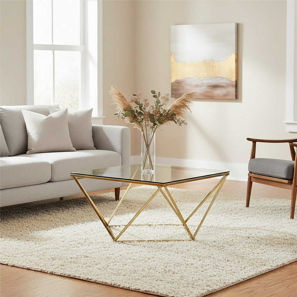 Allure Gold Finish Coffee Table with Twist Design