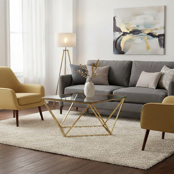 Allure Gold Finish Coffee Table with Twist Design