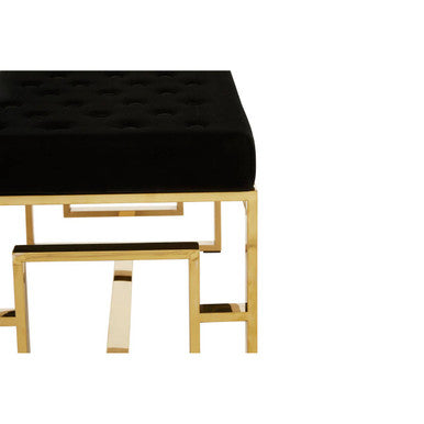 Allure Black Velvet And Gold Bench