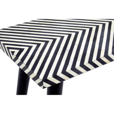 Boho Black and White Bone Inlay Acacia Wood Console Table