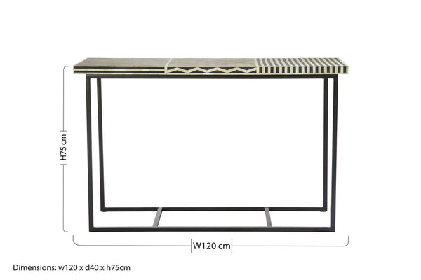 Boho Mango Wood with Bone Inlay Console Table