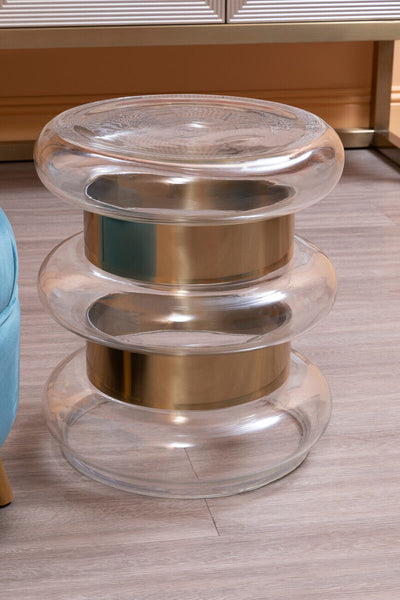 Margot Clear Glass and Gold Finish Side Table