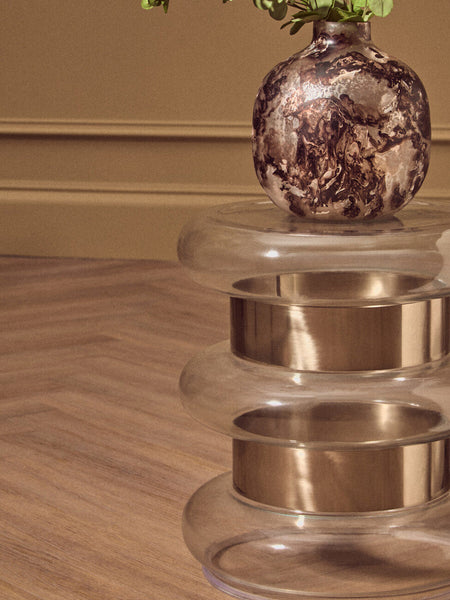 Margot Clear Glass and Gold Finish Side Table