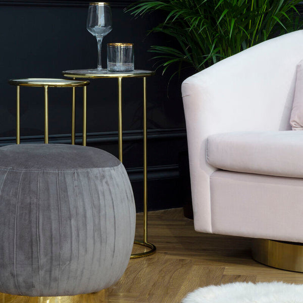 Vita Amethyst and Gold Finish Set of 2 Nesting Side Tables