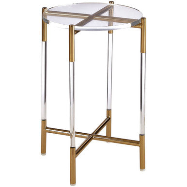 Miley Gold Finish and Acrylic Round Side Table
