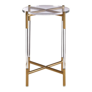 Miley Gold Finish and Acrylic Round Side Table