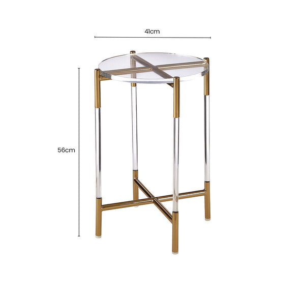 Miley Gold Finish and Acrylic Round Side Table