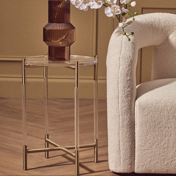 Miley Gold Finish and Acrylic Round Side Table