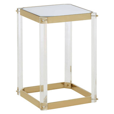 Miley Gold Finish and Acrylic Side Table with Mirrored Top