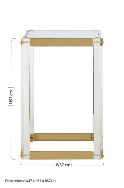 Miley Gold Finish and Acrylic Side Table with Mirrored Top