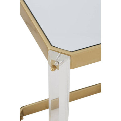 Miley Gold Finish and Acrylic Side Table with Mirrored Top