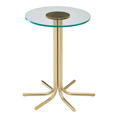 Miley Gold Finish Side Table with Clear Glass Top
