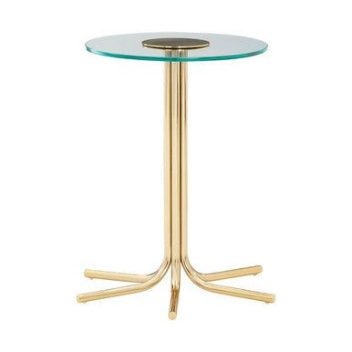 Miley Gold Finish Side Table with Clear Glass Top