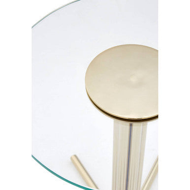 Miley Gold Finish Side Table with Clear Glass Top