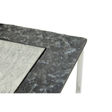 Akola Silver Nickel Finish and Antique Glass Set of 3 Nesting Tables