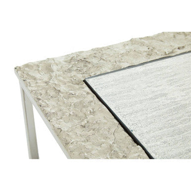 Akola Silver Nickel Finish and Antique Glass Set of 3 Nesting Tables