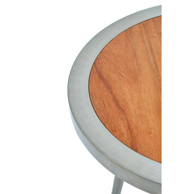 Almora Natural Acacia Wood Large Side Table with Gold Frame