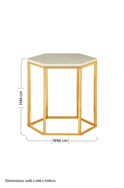 Templar White Marble Hexagonal Side Table