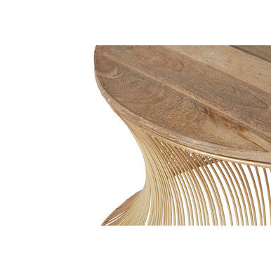 Gold Wooden Top Coffee Table with Metallic Hourglass Frame | Templar
