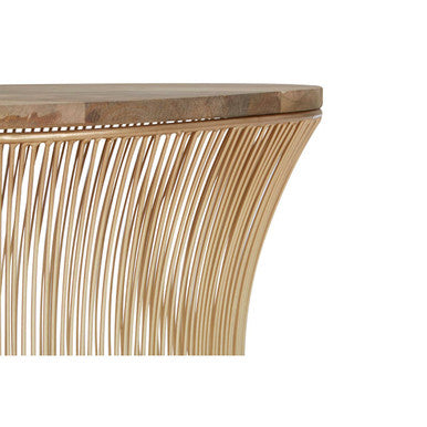 Gold Wooden Top Coffee Table with Metallic Hourglass Frame | Templar