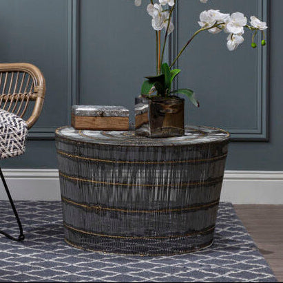 Natural Gold Tone Wireframe Round Coffee Table with Iron Base | Templar