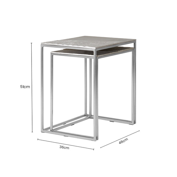 Templar Nickel Finish Set of 2 Rectangular Nesting Tables