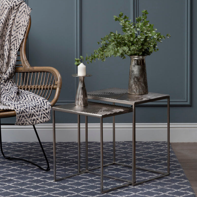Templar Nickel Finish Set of 2 Rectangular Nesting Tables