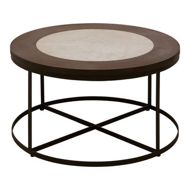 Vasco White Marble Coffee Table with Black Base