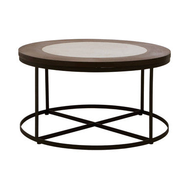 Vasco White Marble Coffee Table with Black Base