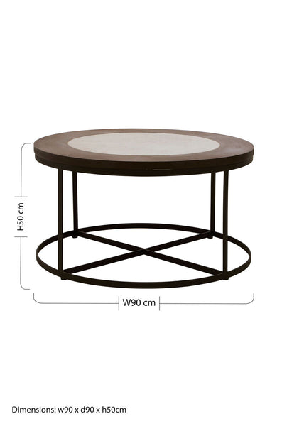 Vasco White Marble Coffee Table with Black Base