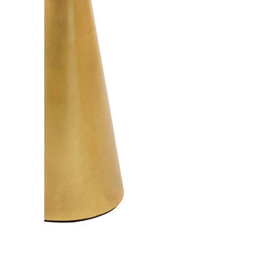 White Marble Top Small Side Table with Gold Finish Conical Wood Base | Lino