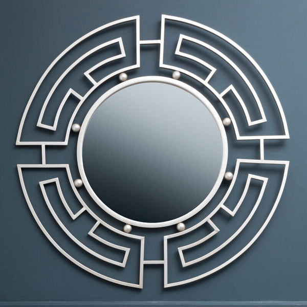 Jalal Silver Metal Frame Round Wall Mirror