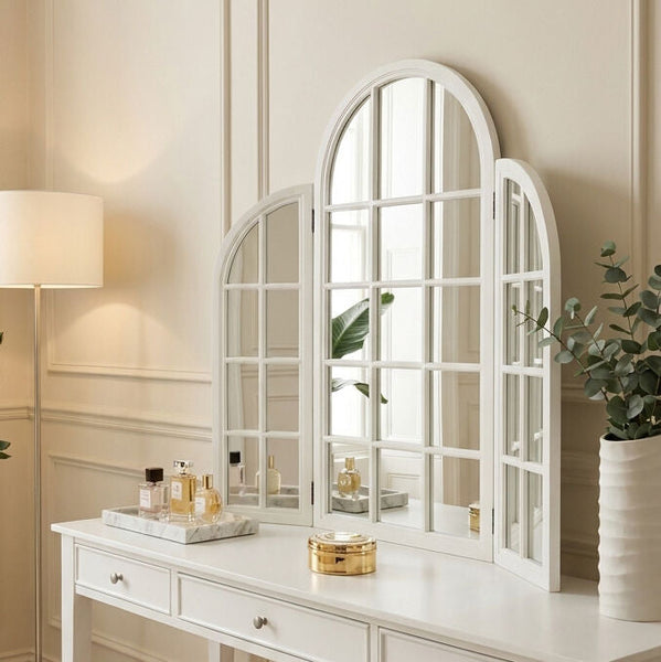 White Finish Dressing Table Mirror | Fret