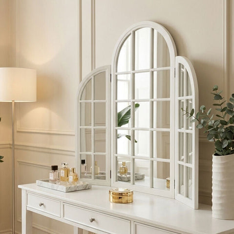 White Finish Dressing Table Mirror | Fret