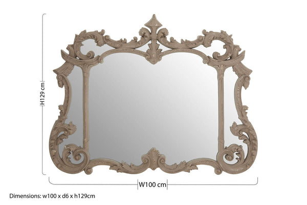 Haniel Antique Grey Finish Ornate Wall Mirror