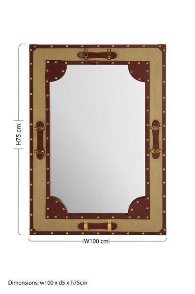 Columbus Canvas And Leather Trim Wall Mirror