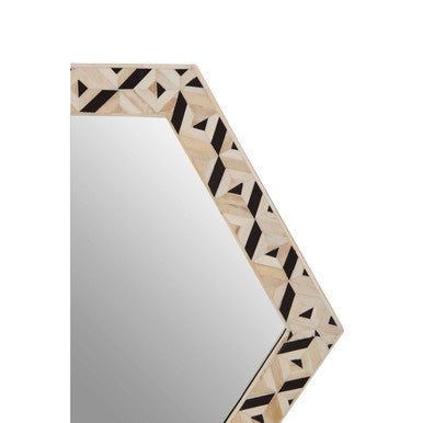 Harlo Ivory and Black Hexagonal Wall Mirror
