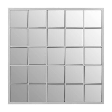 Descartes Silver Grid Frame Wall Mirror