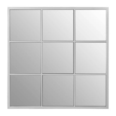 Descartes Square Design Silver Finish Frame Wall Mirror