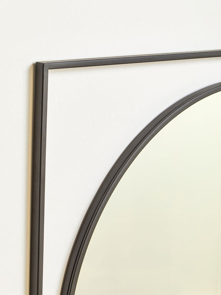 Large Square Black Metal Frame Round Insert Wall Mirror | Trento